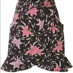 2021 Isabel Marant Belted Cotton Floral Wrap Skirt